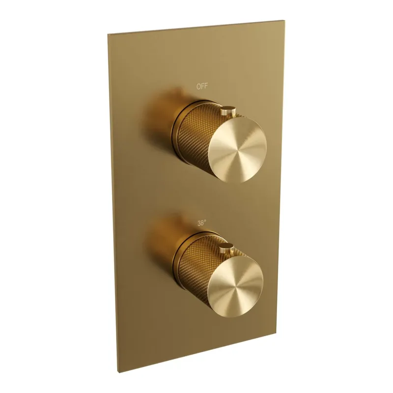 Brauer Gold Carving 3-weg inbouwthermostaat geborsteld messing PVD Laatste Versie