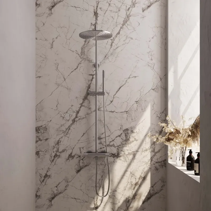 Brauer Brushed Carving opbouw regendouche met 30cm douchekop en staafhanddouche RVS geborsteld PVD Nieuw