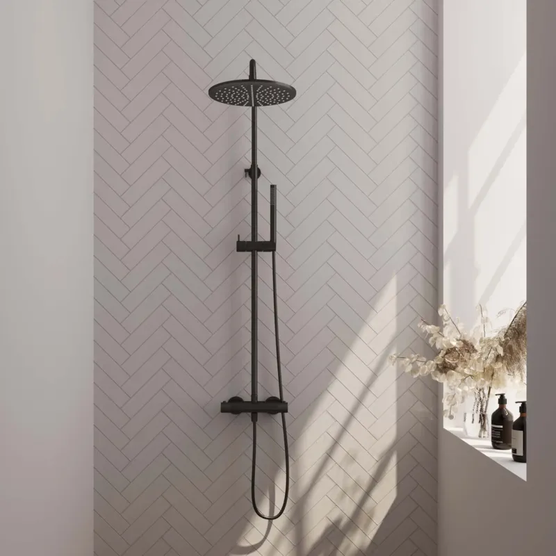 Brauer Black Carving opbouw regendouche met 30cm douchekop en staafhanddouche mat zwart Populair