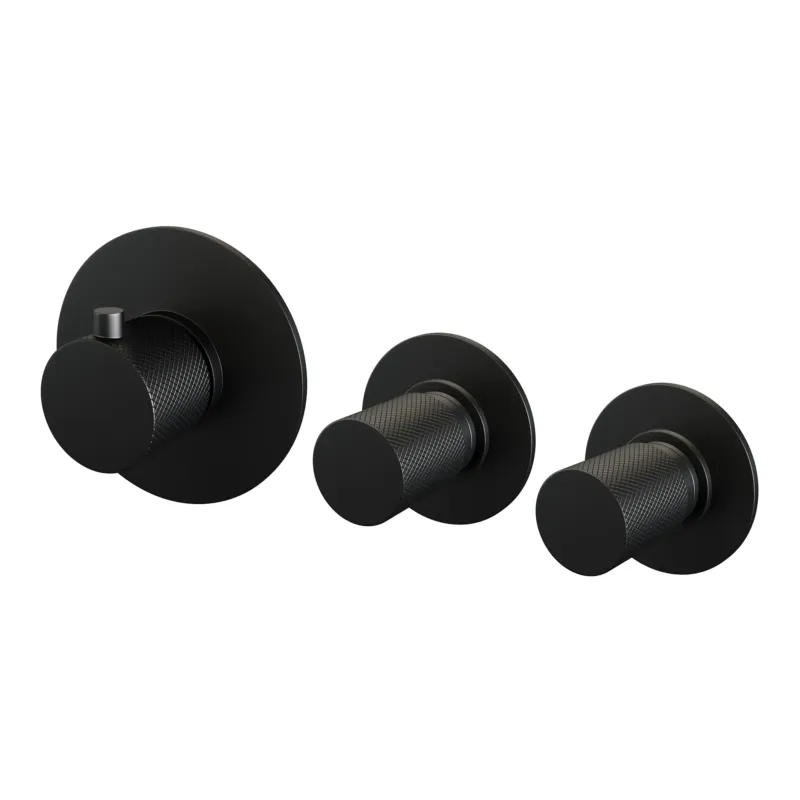 Brauer Black Carving inbouwthermostaat en 2 stopkranen mat zwart Premium