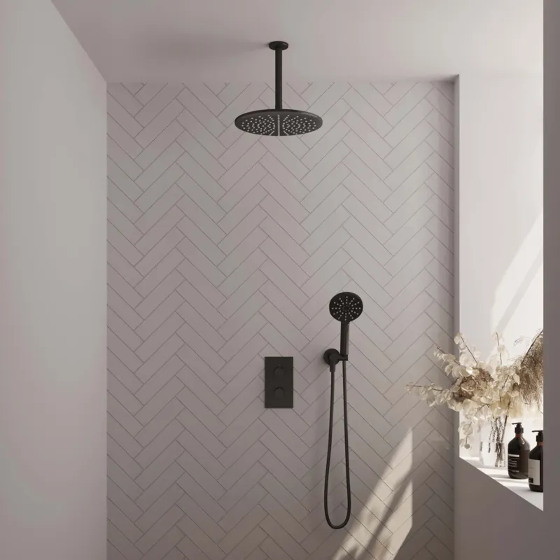 Populair Brauer Black Carving complete inbouw regendouche set 36 met 30cm douchekop, plafondarm en 3 standen handdouche mat zwart