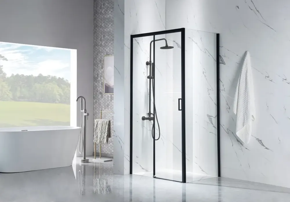 Laatste Kans Saniclear Slide black douchecabine 100x80cm zwart mat