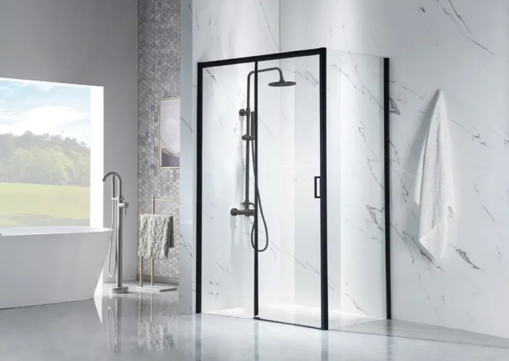 Express Levering Saniclear Slide black douchecabine 110x90cm zwart mat