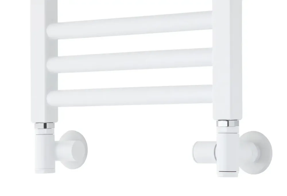 Laatste Kans TVS Design Valves 130 aansluitset recht wit voor watergedragen en elektrische radiator