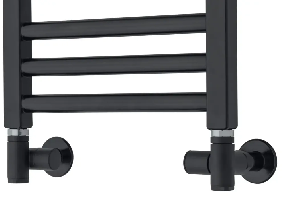 TVS Design Valves 130 aansluitset recht zwart voor watergedragen en elektrische radiator Superprijs