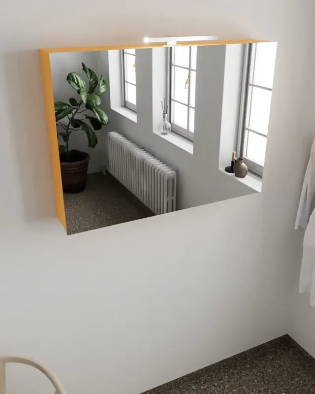 Mondiaz Cubb spiegelkast 100x70x16cm ocher met 2 deuren Voordeelprijs