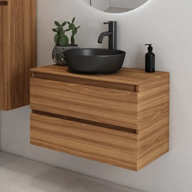Voordeelprijs Fontana Proma badkamermeubel 80cm zonder kom walnoot