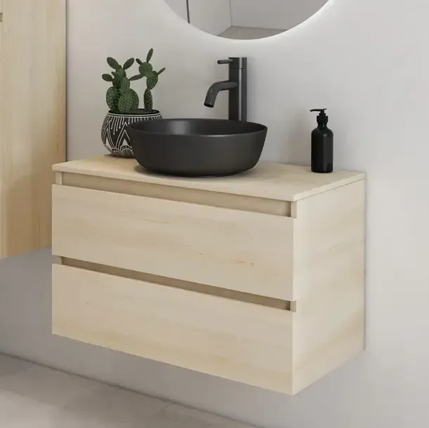 Fontana Proma badmeubel 80cm met zwarte waskom beach eiken Superprijs