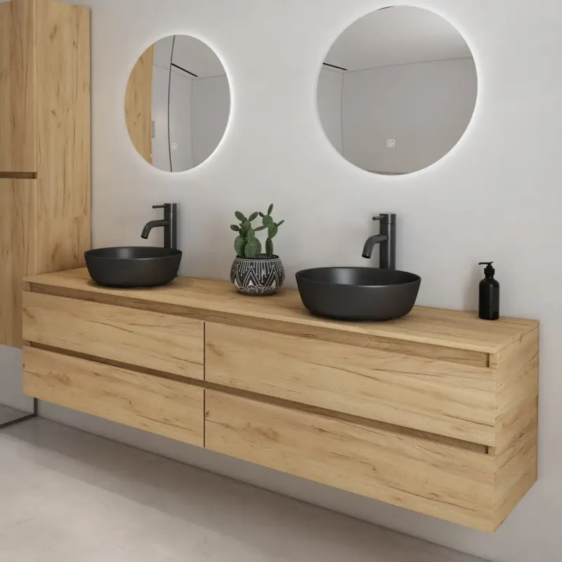 Laatste Kans Fontana Proma badkamermeubel 200cm zonder kommen warm eiken