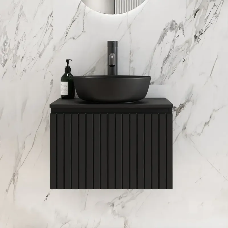 Fontana Stripe zwart badmeubel ribbelfront 60cm zonder kom Express Levering
