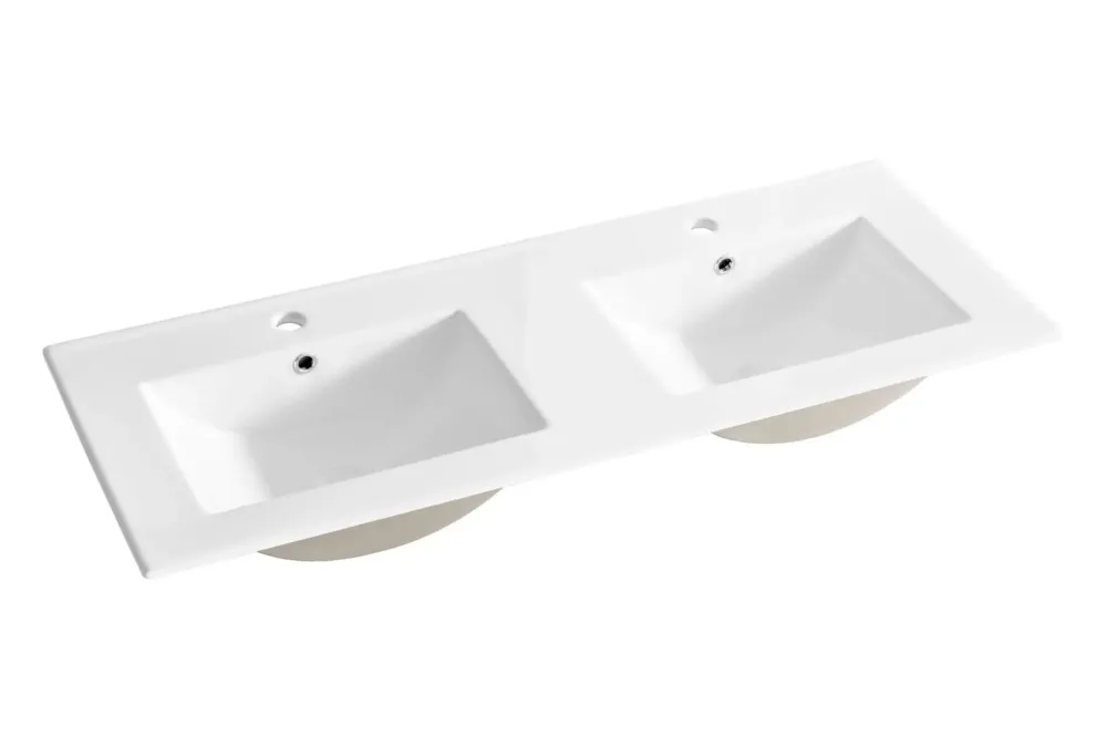 Comad Lava keramische dubbele wastafel 121x46cm wit glans Betaalbaar