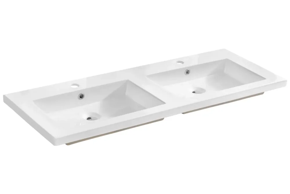 Aanbieding Comad Spirit keramische dubbele wastafel 121x46cm wit glans