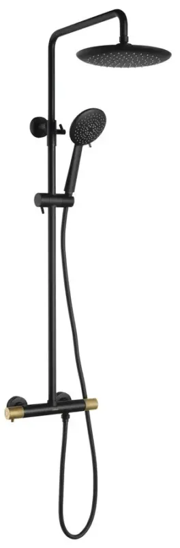Flitsaanbieding Sapho Solaris regendouche met thermostaatkraan zwart mat / goud
