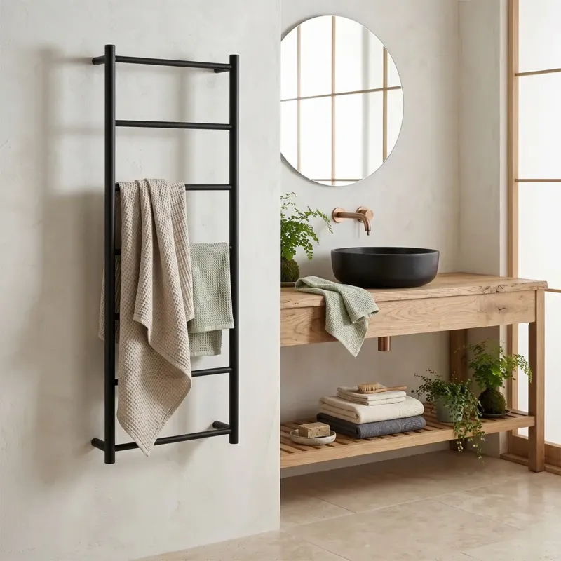 Gereduceerde Prijs Sapho Schick zwarte handdoekladder 50x135cm wandmontage