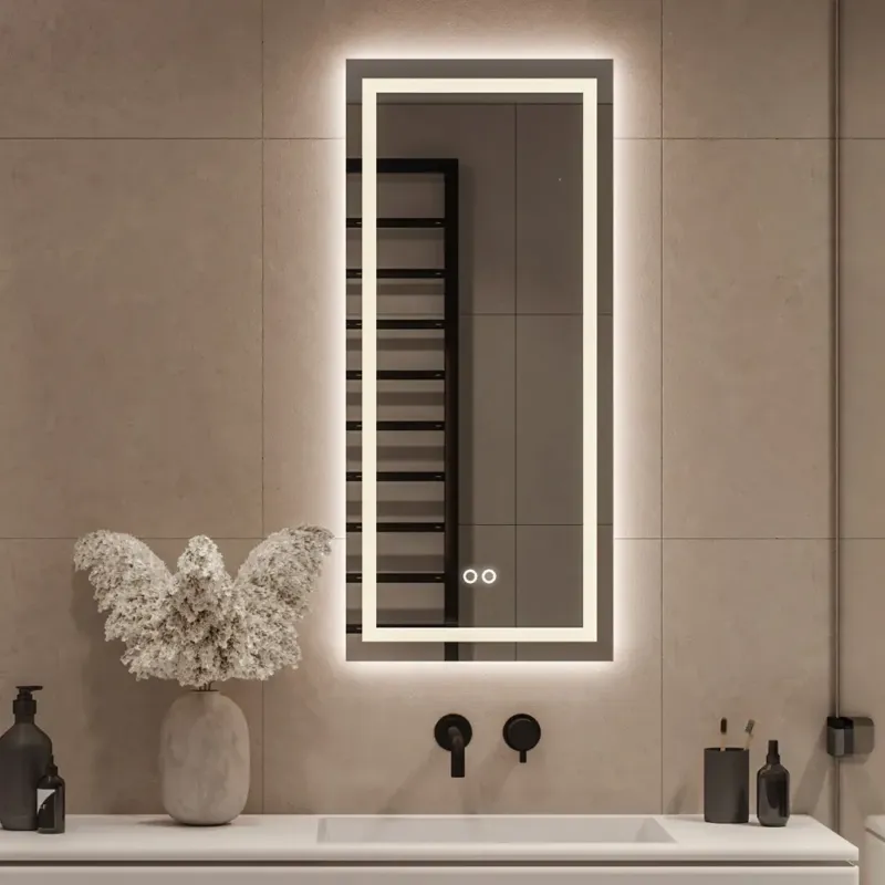 Hipp Design 9001 rechthoekige spiegel 40x90cm met LED verlichting en spiegelverwarming Gratis Retour