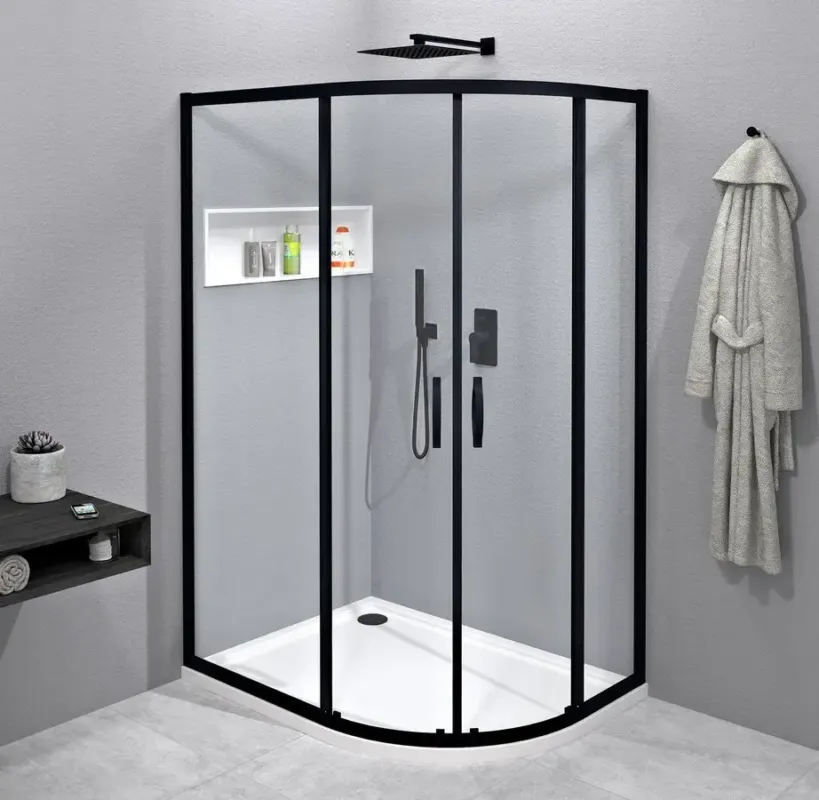 Voordeelprijs Gelco Sigma Simply Black kwartronde douchecabine 100x80cm zwart