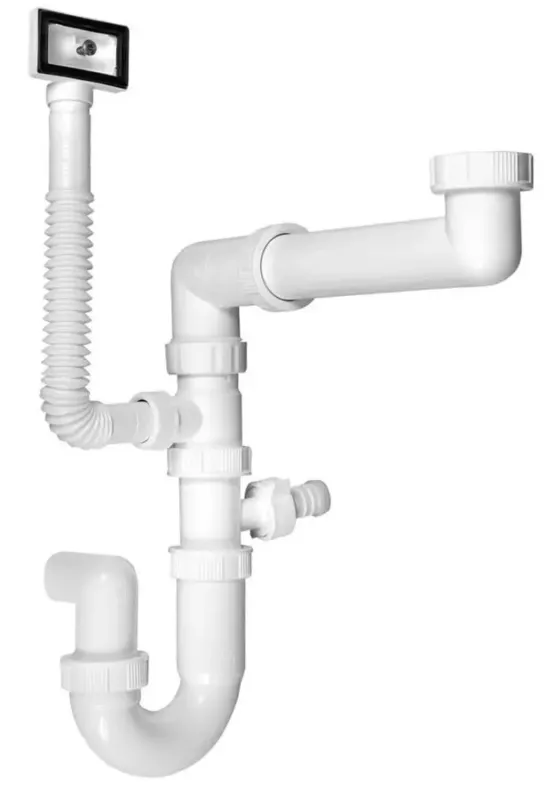 Bruckner ruimtebesparende gootsteen sifon met overloop 6/4‘‘ wit Speciale Aanbieding