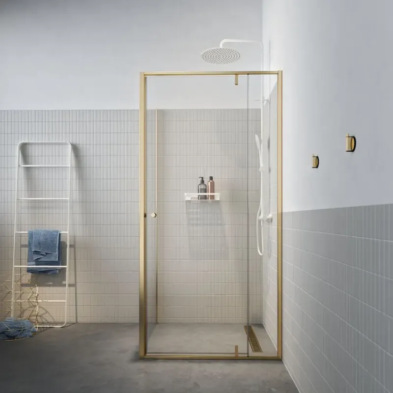 Beperkte Voorraad Sealskin Contour douchecabine met draaideur 100x100x200cm anti-kalk goud geborsteld