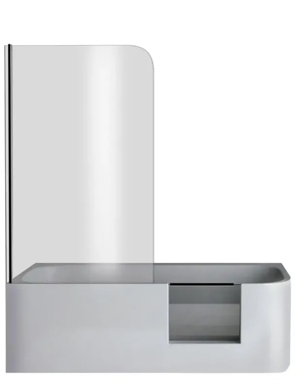 Xenz GO! inloop douchebad acryl 180x80x60cm links wit glans met sleuf overloop en badscherm Speciale Aanbieding