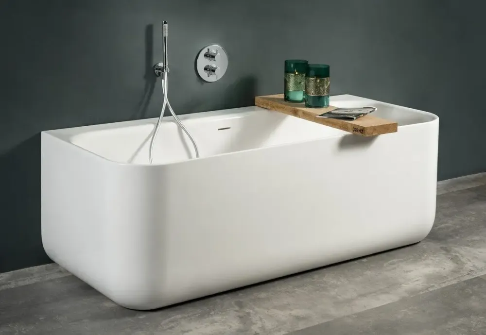 Xenz Taylor half vrijstaand bad acryl 180x80x60cm wit mat met badvulcombinatie wit mat Gratis Retour