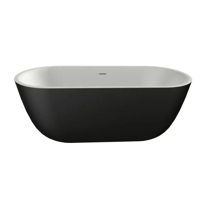 Xenz Humberto vrijstaand bad solid surface 170x70x65cm zwart/wit Actieprijs