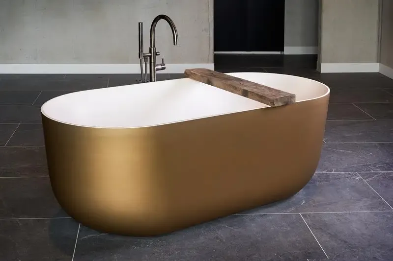 Nu Kopen Xenz Mauro vrijstaand bad solid surface 180x85x65cm goud/wit