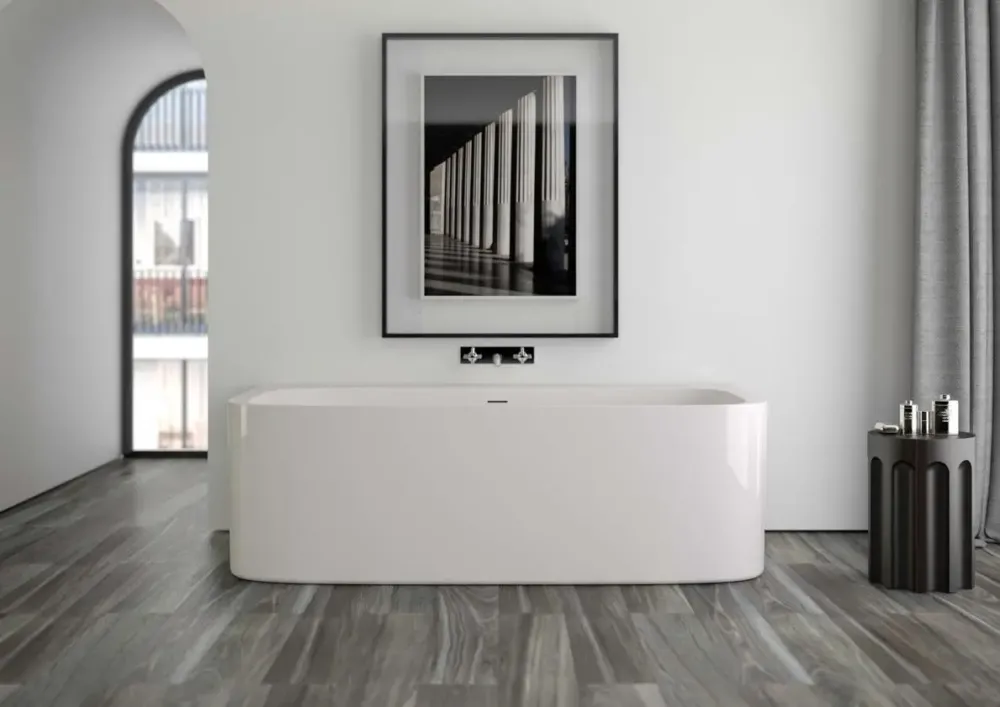 Xenz Valerie half vrijstaand bad acryl 190x100x60cm wit glans met badvulcombinatie wit glans Finale Uitverkoop